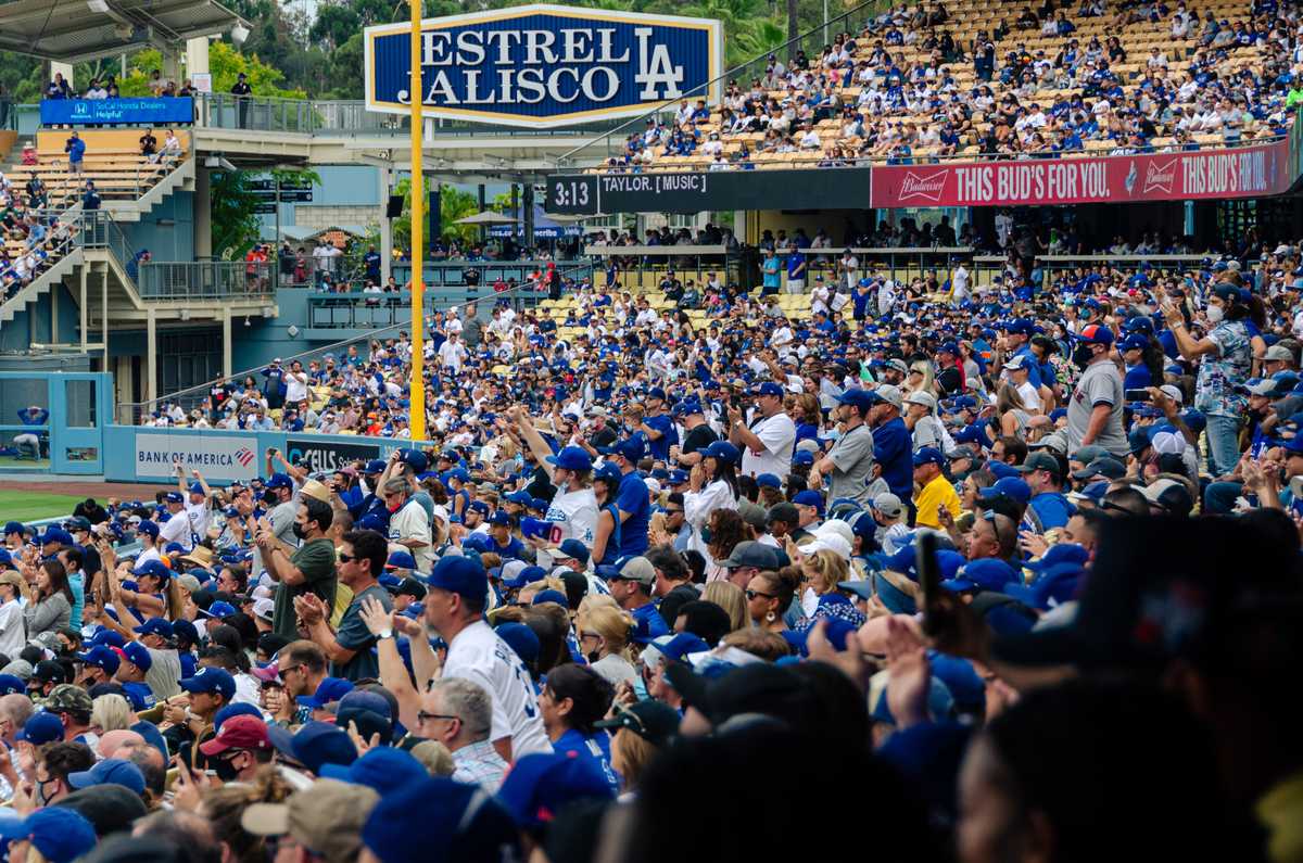 Dodger fans having some fun